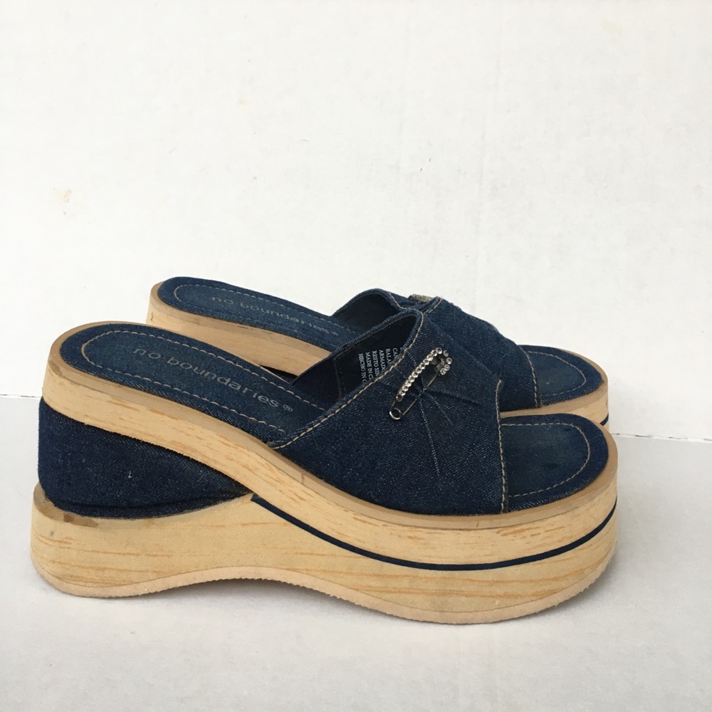 Vintage Y2K chunky denim slides sandals 5.5